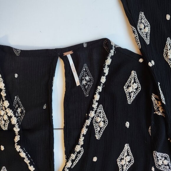 Free People Diamond Embroidered Tunic Top/Babydoll Dress Women's Size Small Boho - Picture 9 of 11